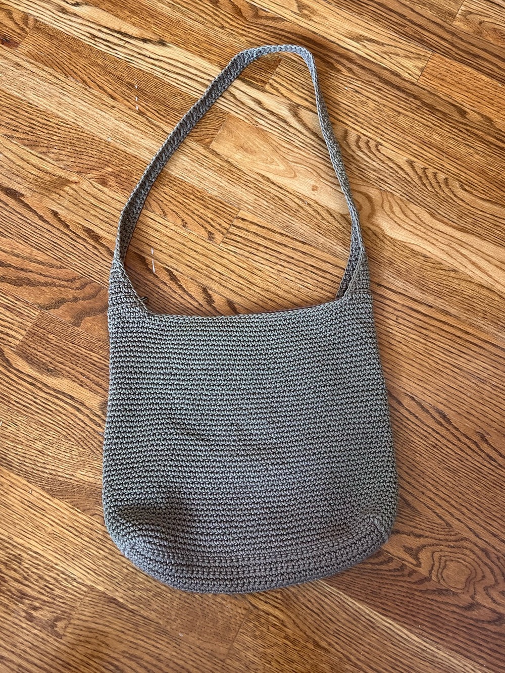Tan / Light Brown Crochet Shoulder Bag - Casual Knit Tote